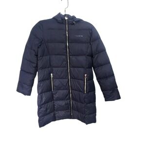 Armani Junior Navy Puffer Coat with Hood Full Zip Pockets Kids Size 12A